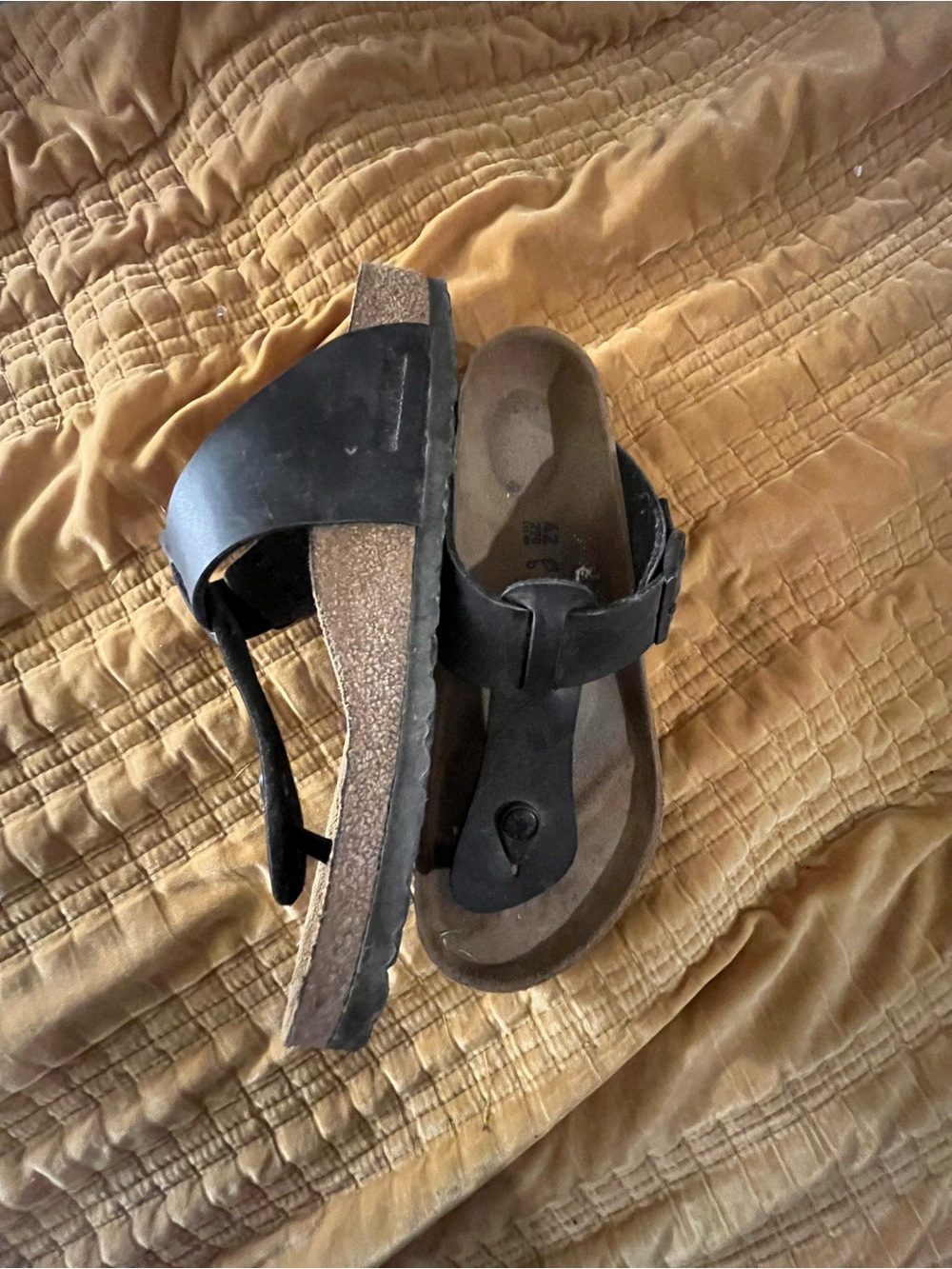 Birkenstock Black Leather Toe-Post Sandals - Picture 2 of 4